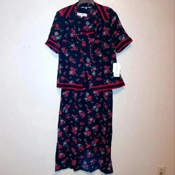 NWT Vintage Sarah Elizabeth 2 pc Black & Red Dress and Jacket Size 12 - Picture 1 of 10